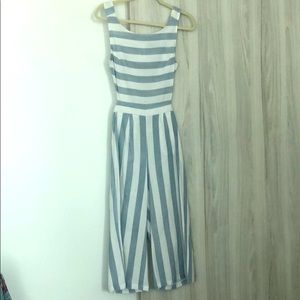 New white and blue jumpsuit. Sexy back!